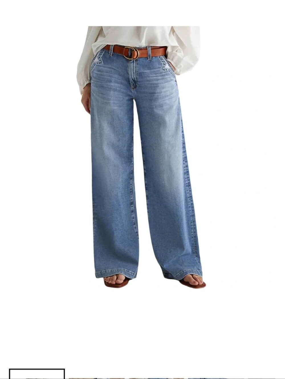 High-Rise Wide-Leg Jeans in Faded Blue Wash